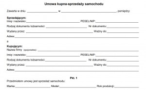 Umowa kupna-sprzedaży samochodu - wzór PDF, DOC i ODT