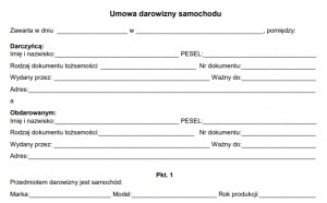 Umowa darowizny samochodu - wzór PDF, DOC i ODT