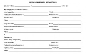 Umowa sprzedaży samochodu przez współwłaścicieli - wzór