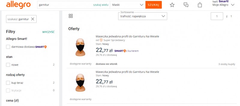Maseczka do garniuturu
