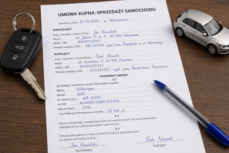 Zgłoszenie sprzedaży samochodu