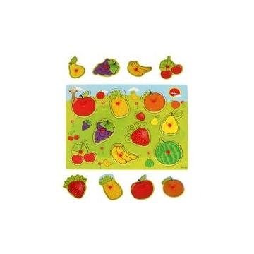  Puzzle drewniane układanka dopasuj kształty owoce 