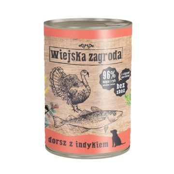Wiejska Zagroda, mokra karma dla psa, 12 x 400 g - Dorsz z indykiem
